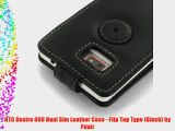 HTC Desire 600 Dual Sim Leather Case - Flip Top Type (Black) by Pdair