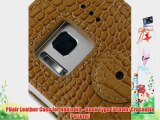 PDair Leather Case for Nokia N8 - Book Type (Brown/Crocodile Pattern)