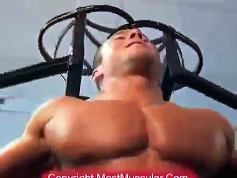 Bodybuilder Brett Becker trains pecs