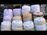 Various 'takiyah' being sold at a market in Old Delhi, India