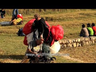 Glider land at a field in Bir Billing: Himachal