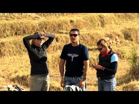 Tourists participate at the Paragliding Pre World Cup : Himachal Pradesh