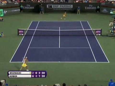 Wozniacki and Kerber Epic Moonball Rally Indian Wells 2013
