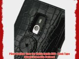 PDair Leather Case for Nokia Lumia 800 - Book Type (Black/Crocodile Pattern)