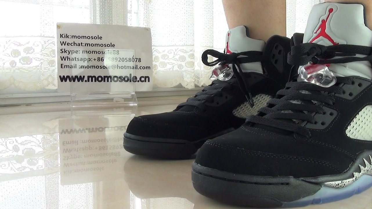 Authentic Air Jordan 5 Black Metallic Silver
