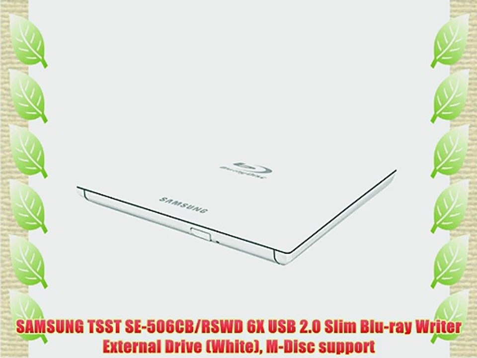 SAMSUNG TSST SE-506CB/RSWD 6X USB 2.0 Slim Blu-ray Writer External Drive (White) M-Disc support