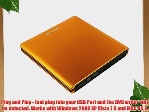 Pawtec Signature External USB 3.0 Aluminum 8X DVD-RW Writer Optical Drive For PC Windows