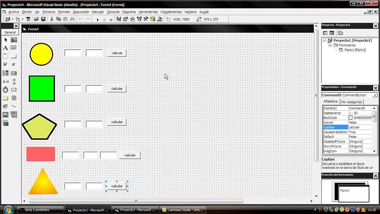 area y perimetro con visual basic 6