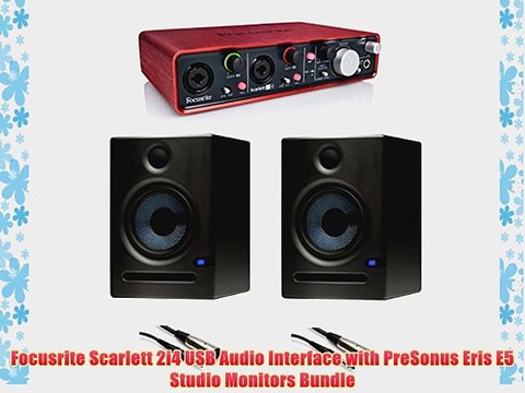 Focusrite Scarlett 2i4 USB Audio Interface with PreSonus Eris E5 Studio Monitors Bundle