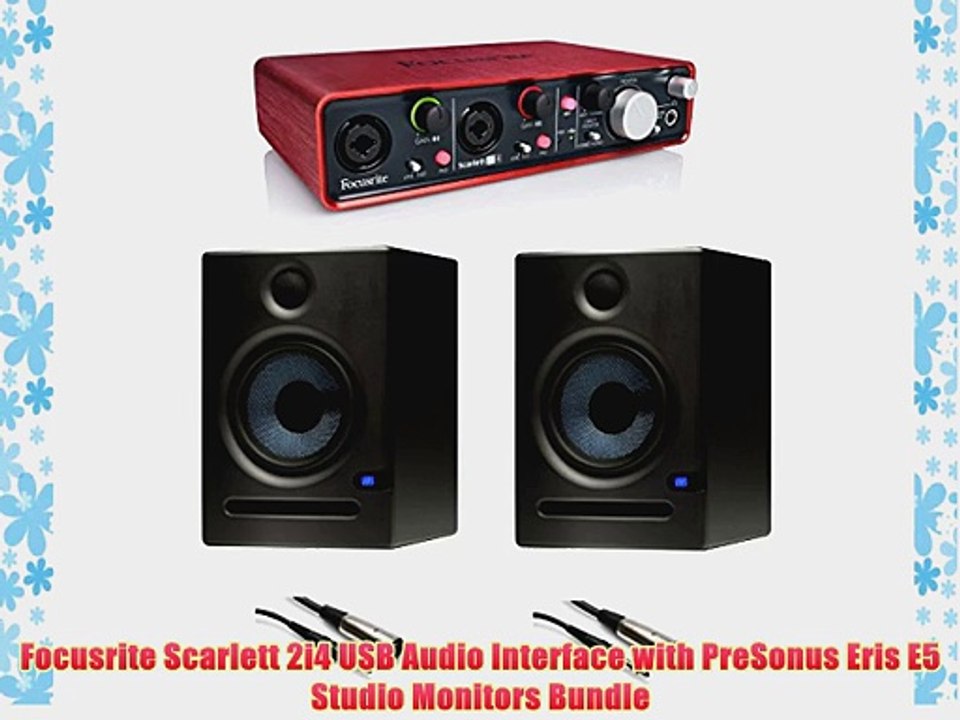 Focusrite Scarlett 2i4 USB Audio Interface with PreSonus Eris E5 Studio Monitors Bundle