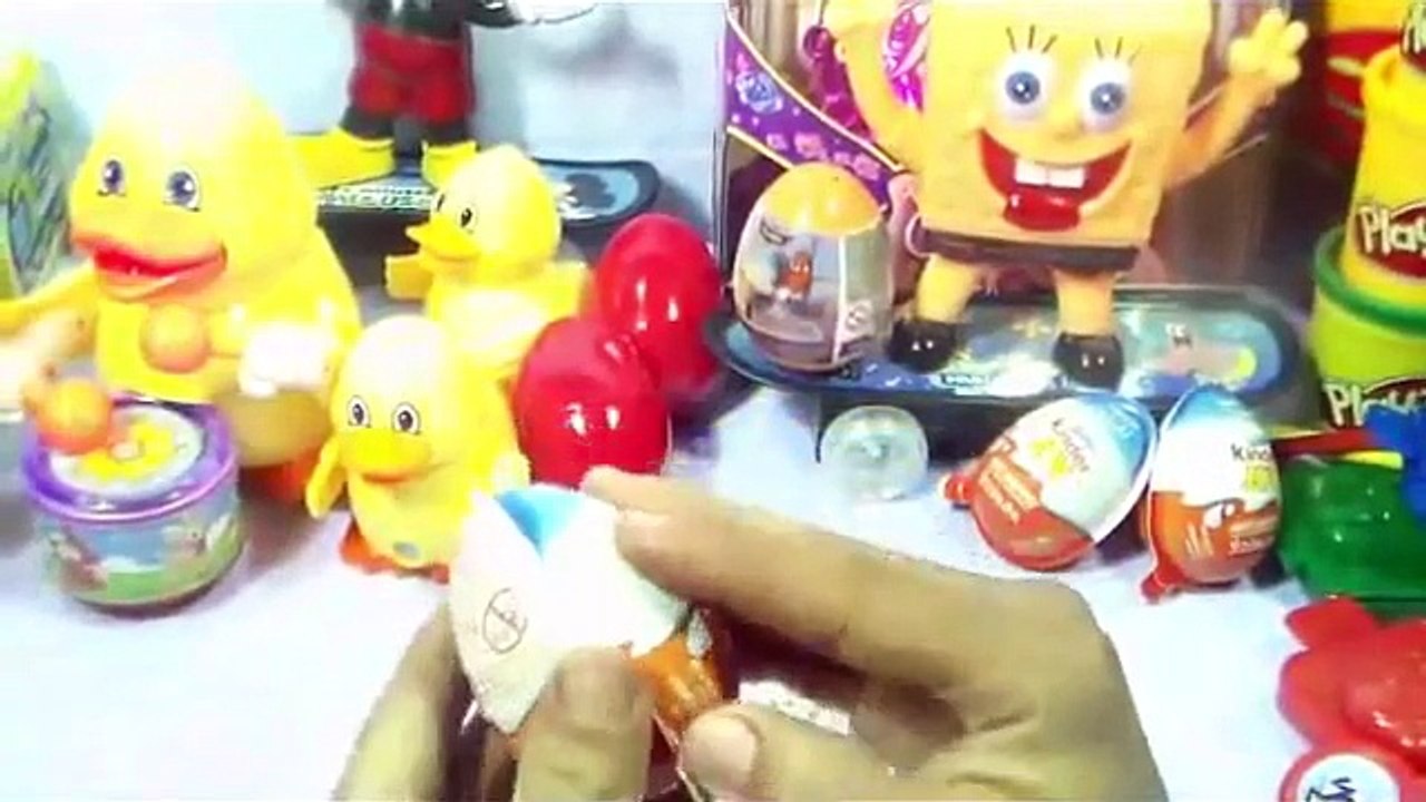 Cartoon Surprise eggs frozen cars spongebob mickey mouse kinder egg play doh disney duck