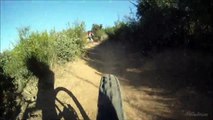 Mountain Bike Freeride Rocky Peak Fast Downhill Ride Rear View