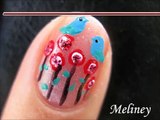 Animal Nail Art Tutorial - Love Birds Romantic Blue Pink Flower Design for Short Nails