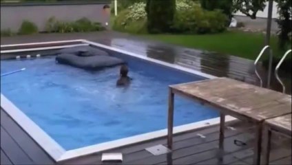 Home Made Diving Board From Tables Causes Massive Pool Fail