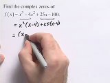 Algebra 2 - Finding Complex Zeros of a Polynomial Function