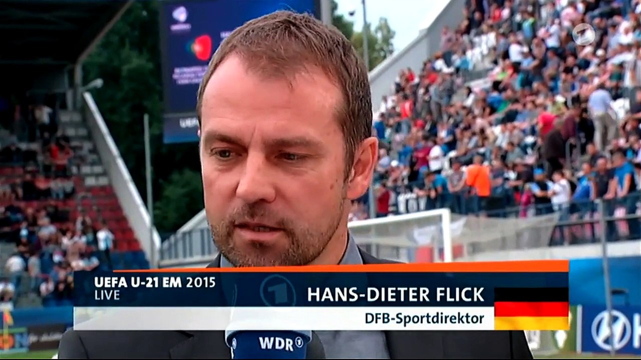 Hansi Flick - half-time interview - Portugal U21 v Deutschland U21