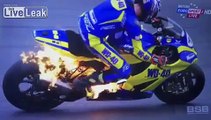 BSB cyclist's bike explodes into flames forcing him to leap off 3