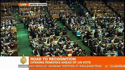 Loud cheers as PA Pres. Abbas addresses the UN