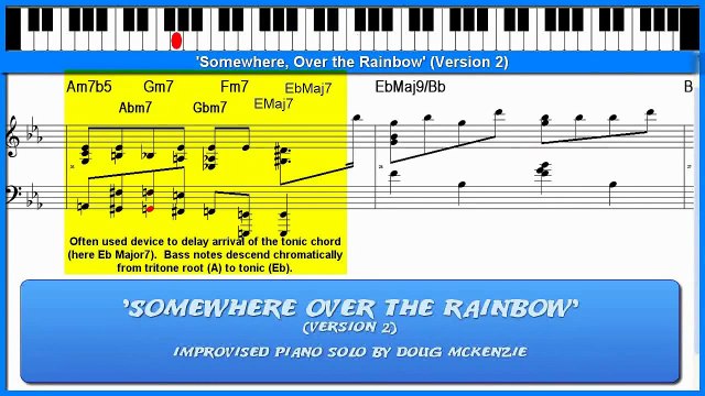 'Somewhere Over the Rainbow' (Version 2) - jazz piano tutorial