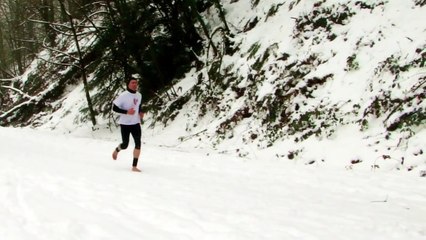 Barefoot Trail Running on Snow