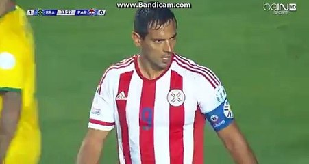 S. Cruz amazing shoot from distance!! Brazil 1-0 Paraguay