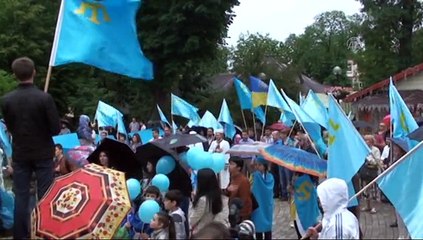 Crimean Tatars celebrate their national flag day in Kiev