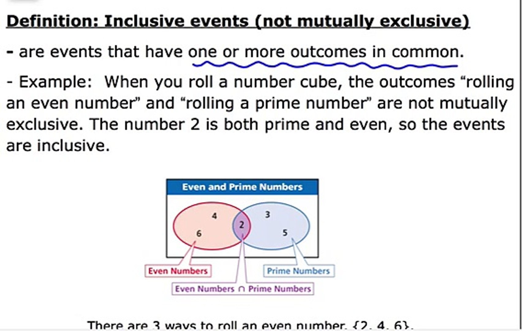 ⁣Probability of Inclusive Events and Examples