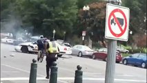 Raw DC Police Car Slams Into Automatic Barriers At Capitol Hill !!