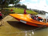 Slalom Waterskiing Behind Race Boat Clarence River - Jumping Wake   Just Cruising - GoPro Helmet Cam