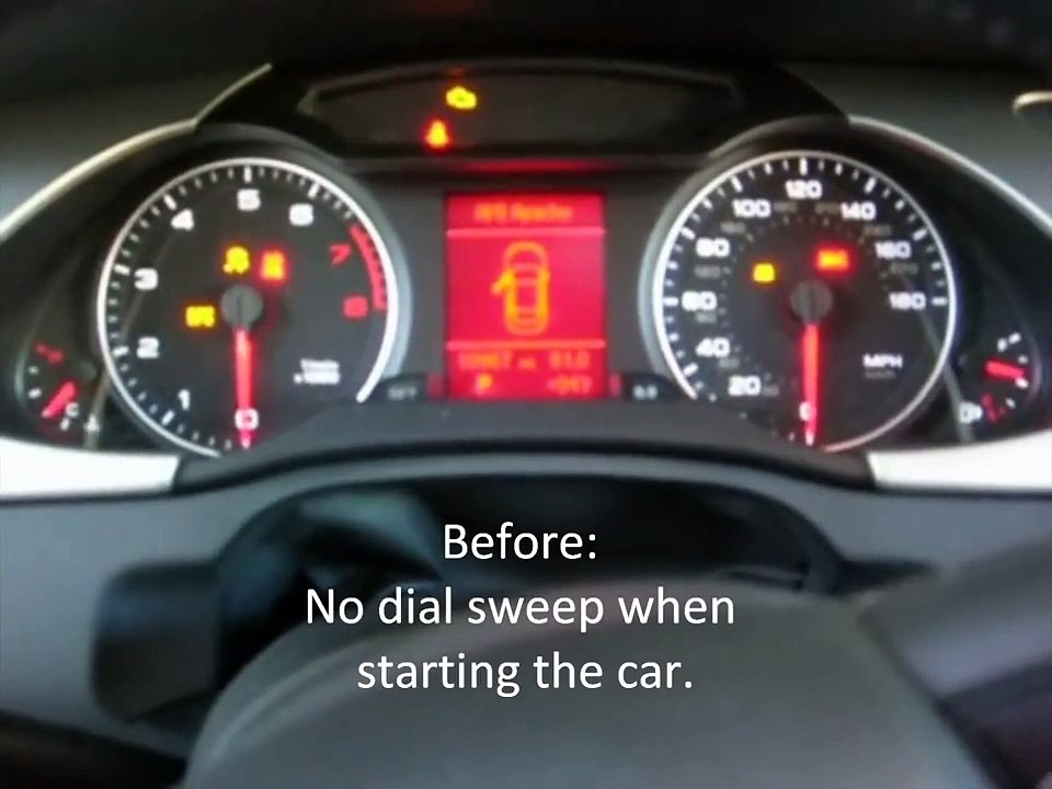 2009 Audi A4 B8 using VAG-COM codes (dial sweep, remote windows, daytime LED)