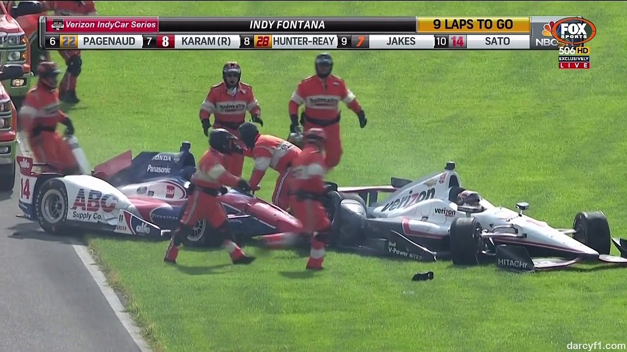 Indycar Fontana 2015 Sato Power Big Crash