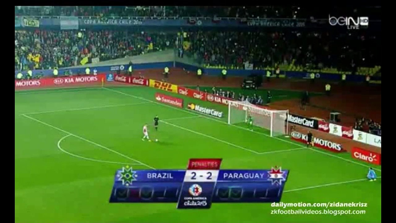 Full Penalty Shoot-out | Brazil 1-1 Paraguay (Paraguay win 3-4 after penalties) 27.06.2015