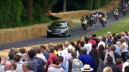 Valentino Rossi celebrated at Goodwood - but forgets to leave bike outside.
