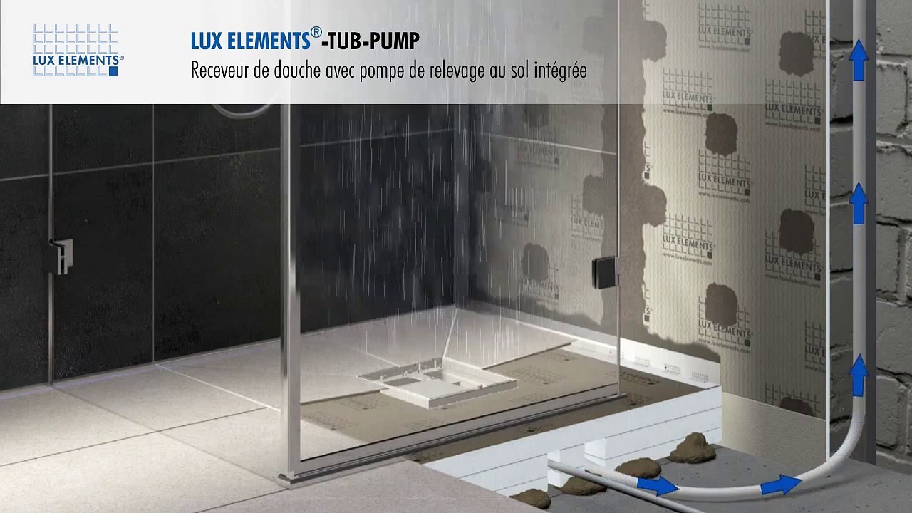 LUX ELEMENTS – Produit : Receveur de douche avec pompe de relevage intégrée