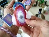 DIY DRUZY PENDANTS with nail polish and cardboard - paper beads jewelry