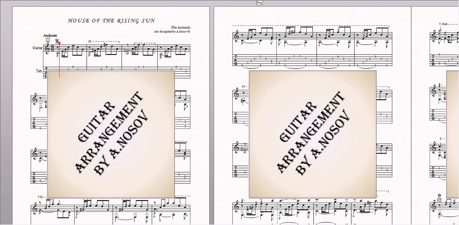 House of the Rising Sun (The Animals) Sheet music for guitar