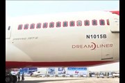 Boeing 787 Dreamliner in Air India colors at India Aviation 2012 Video 1