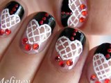 Nageldesign Spanish Lace Heart: Nail Art español Latin Love French Manicure Tuto for Short Nails
