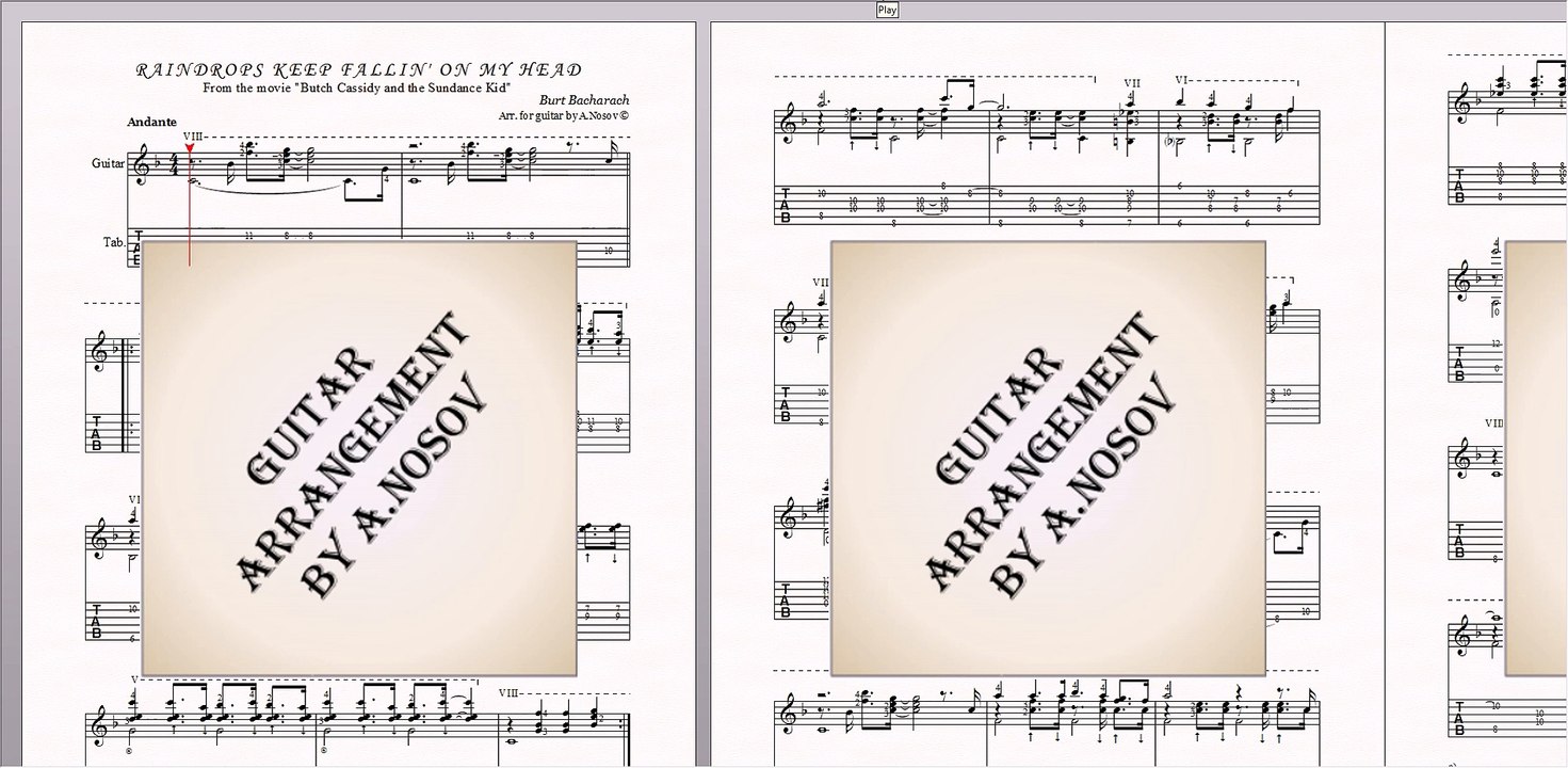 Raindrops Keep Fallin' on My Head (B.Bacharach) Sheet music for guitar