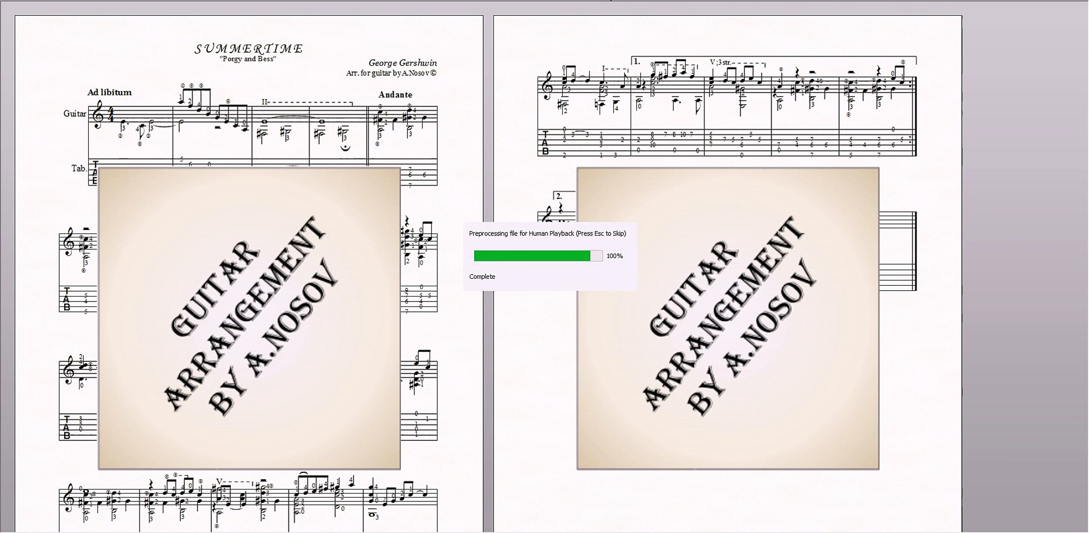 ⁣Summertime (G.Gershwin) Sheet music for guitar