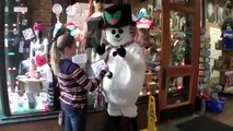 Snowman pranks holiday shoppers.