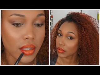 Glowy makeup & red/orange ombre lips