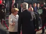 Vladimir Putin Meets Angela Merkel Chancellor of Germany