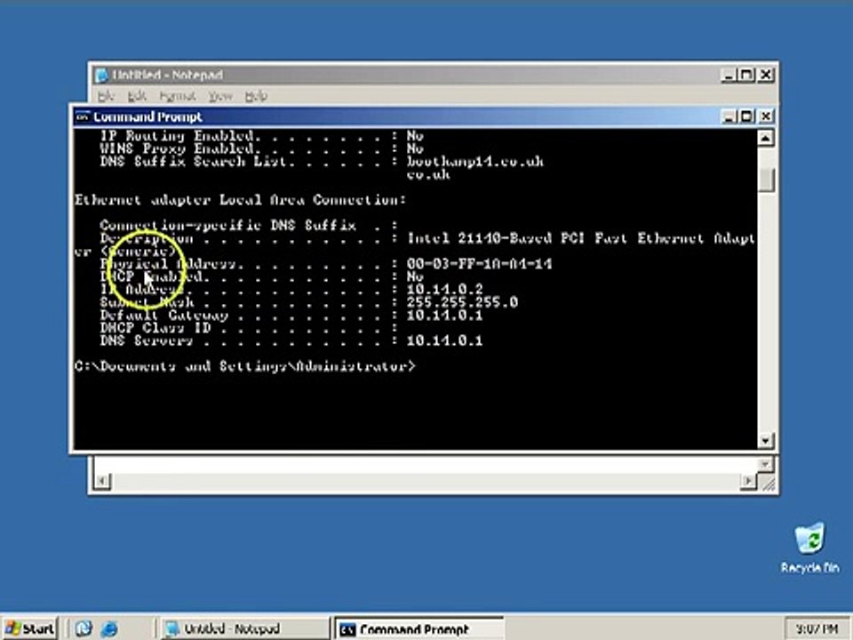 ipconfig command ipconfig /all MAC Address and IP address