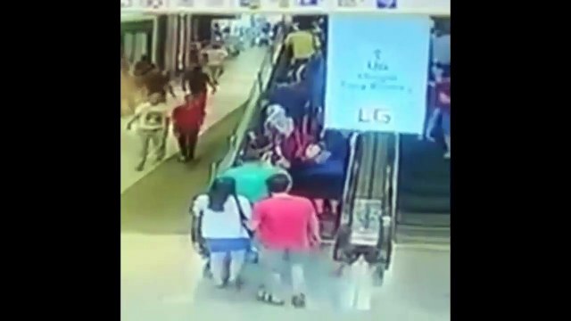 The escalator suddenly went in the opposite direction