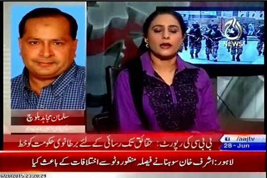 AAJ NEWS Spot Point Munizae Jahangir with MQM Salman Mujahid Baloch (28 June 2015)