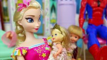 Frozen Elsa s NEW BABY Disney Princess Doll Parody With Spiderman & Frozen Kids by DisneyCarToys