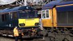 *REPAINT* 92033 in Caledonian livery at Crewe with 66704! 17/2/15 !