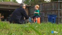 2-year-old and garbage man's special bond is priceless