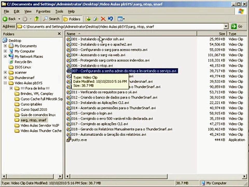 Video Aulas Instalação sarg, ntop e thunder snarf no linux